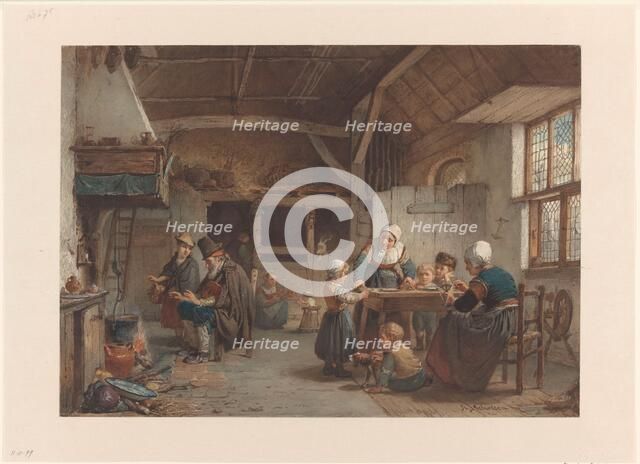 Farmers interior, family in the kitchen, 1834-1892. Creator: Hendrick Jacobus Scholten.