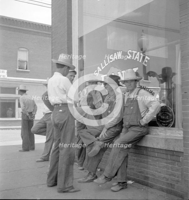 Farmers, Main street in Oklahoma town - Drought region, 1936. Creator: Dorothea Lange.