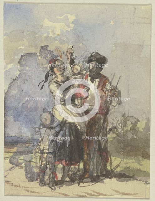 Farmers on a path, c1830-1872. Creator: Jakob Becker.