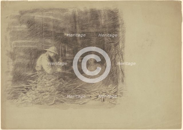 Farmers Shucking Corn [recto], c. 1870-1880. Creator: Enoch Wood Perry.