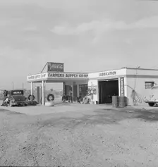Farmers supply co-op established in 1936, Nyssa, Malheur County, Oregon, 1939. Creator: Dorothea Lange
