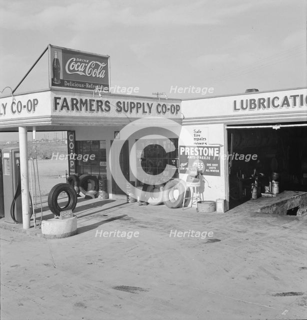 Farmers' supply co-op, Nyssa, Malheur County, Oregon, 1939. Creator: Dorothea Lange.
