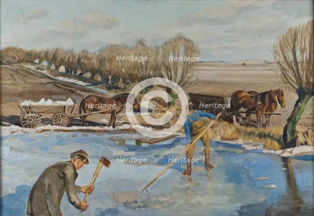 Farmhands fetching Ice, 1927. Creator: Fritz Syberg.