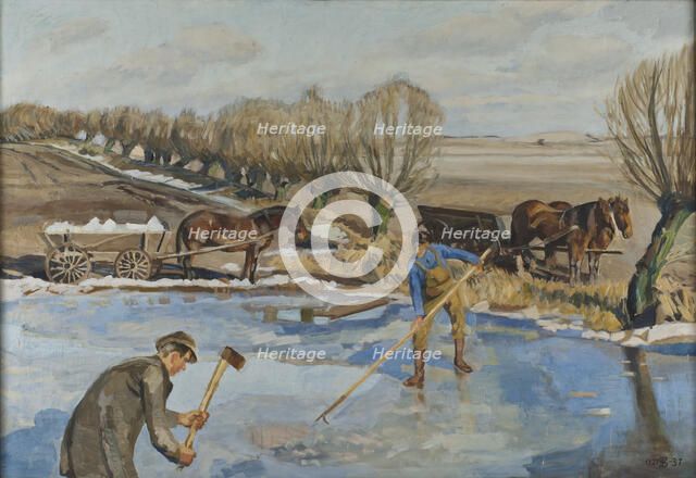 Farmhands fetching Ice, 1927. Creator: Fritz Syberg.