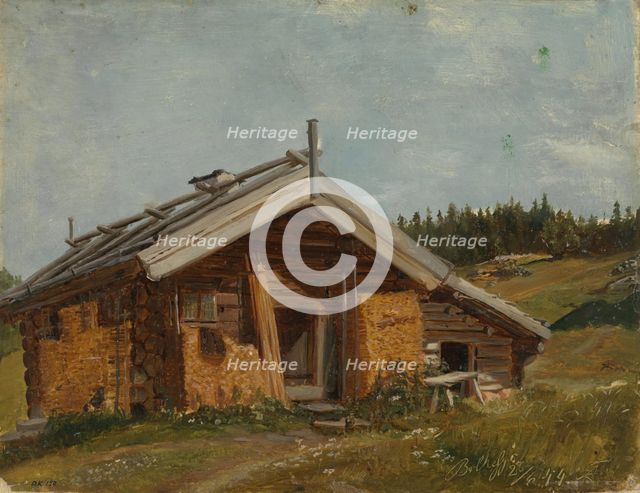 Farmhouse at Bolkesjo, 1844. Creator: Adolph Tidemand.