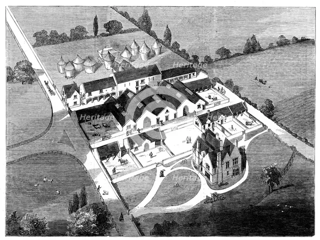 Farmhouse and steading for a Farm in Oxfordshire, belonging to the Duke of Marlborough, 1858. Creator: Unknown.