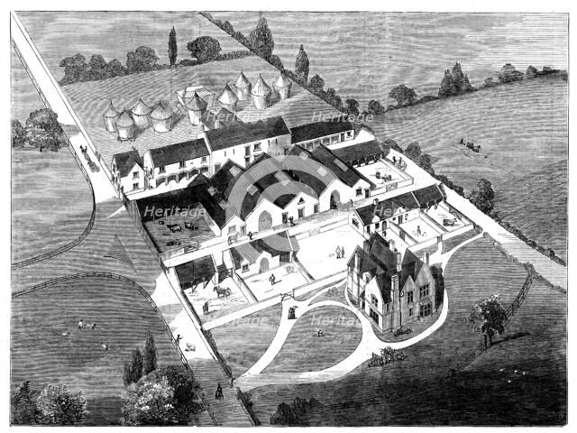 Farmhouse and steading for a Farm in Oxfordshire, belonging to the Duke of Marlborough, 1858. Creator: Unknown.