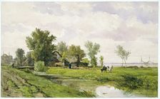 Farmhouse by a Ditch, 1875-1880. Creator: Willem Roelofs