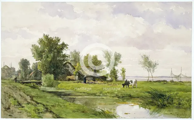 Farmhouse by a Ditch, 1875-1880. Creator: Willem Roelofs.