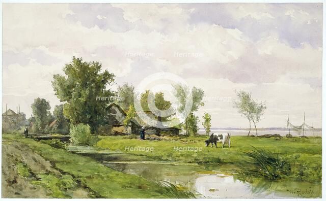 Farmhouse by a Ditch, 1875-1880. Creator: Willem Roelofs.