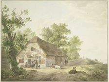 Farmhouse by the road, on which there are five cows and a rider, in front of the..., 1803. Creator: Abraham Teerlink