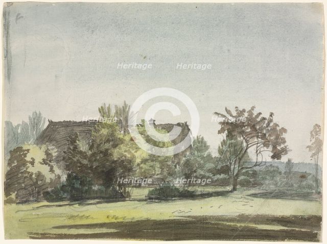 Farmhouse behind Trees, c. 1790. Creator: Christoph Nathe (German, 1753-1806).