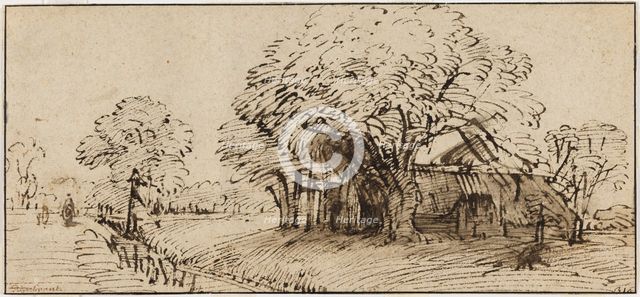 Farmhouse in a grove of trees, c.1655. Creator: Rembrandt Harmensz van Rijn.