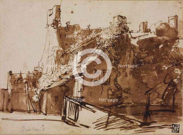 Farmhouse in Sunlight. Artist: Rembrandt van Rhijn (1606-1669)