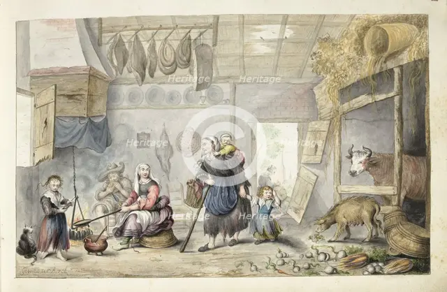 Farmhouse interior (charity or poverty), 1660-c.1687. Creator: Gesina ter Borch.