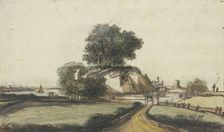 Farmhouse under trees by a river. Creator: Philip Koninck