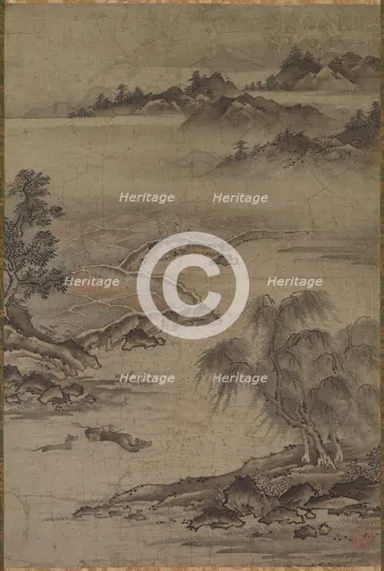 Farming and Herding Buffalo in Summer, mid- to late 1500s. Creator: Kan? J?shin (Hideyori) (Japanese, active c. 1540).