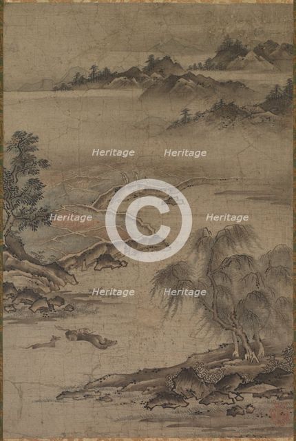 Farming and Herding Buffalo in Summer, mid- to late 1500s. Creator: Kan? J?shin (Hideyori) (Japanese, active c. 1540).