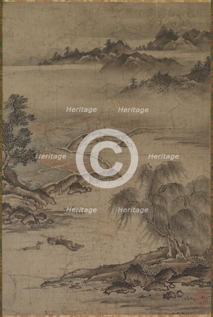 Farming and Herding Buffalo in Summer, mid- to late 1500s. Creator: Kan? J?shin (Hideyori) (Japanese, active c. 1540).