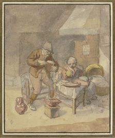 Farming family with two children eating a meal. Creators: Isaac van Ostade, Cornelis Dusart