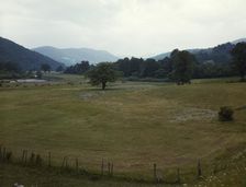 Farmland along the upper Delaware River in New York state, 1943. Creator: John Collier