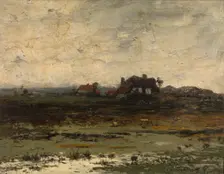 Farms at Sunset, c1860-1890s. Creator: Jean Pierre François Lamoriniere