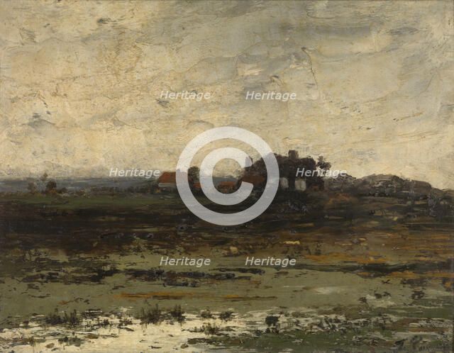 Farms at Sunset, c1860-1890s. Creator: Jean Pierre François Lamoriniere.