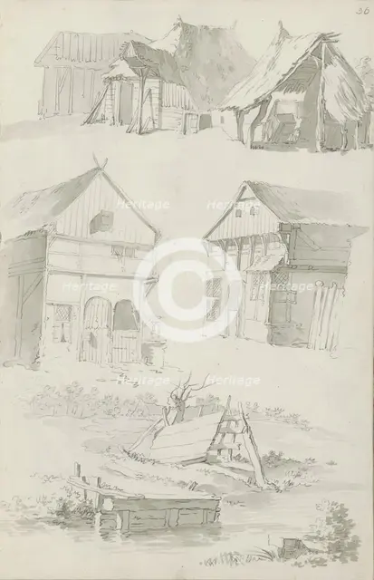 Farms, barns and a landscape with water, c.1780-c.1800.  Creator: Bernhard Heinrich Thier.