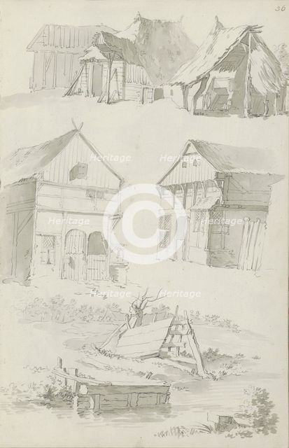 Farms, barns and a landscape with water, c.1780-c.1800.  Creator: Bernhard Heinrich Thier.