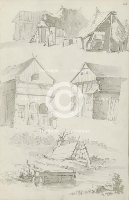 Farms, barns and a landscape with water, c.1780-c.1800.  Creator: Bernhard Heinrich Thier.