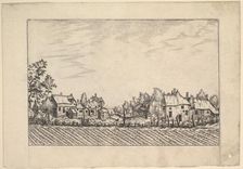 Farms, ploughed field in the foreground from Praediorum villarum et rusticarum casu..., ca. 1559-61. Creator: Johannes van Doetecum I