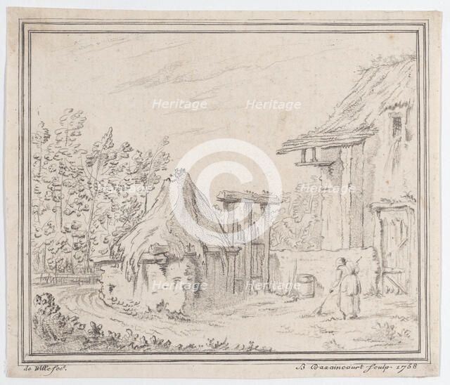 Farmyard, 1758. Creator: Barthélémy-Augustin Blondel d'Azincourt.
