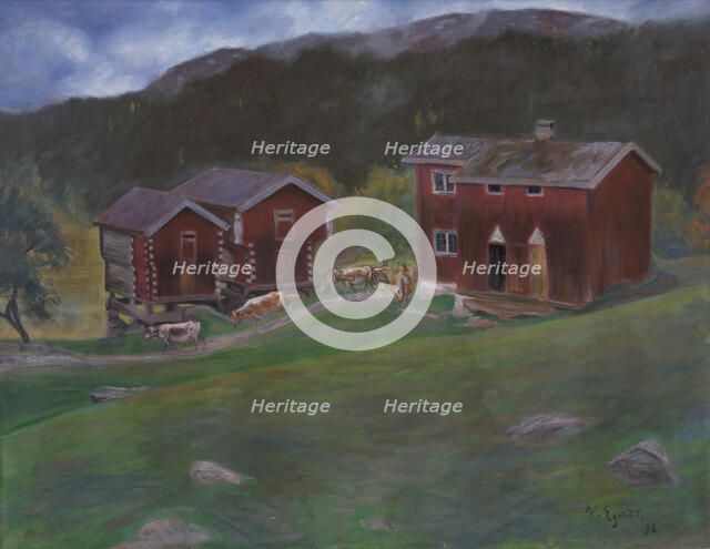 Farmyard at Åse in Telemarken, Norway, 1893. Creator: Halfdan Egedius.