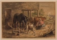 Farmyard, between 1842 and 1888. Creator: Felix Octavius Carr Darley