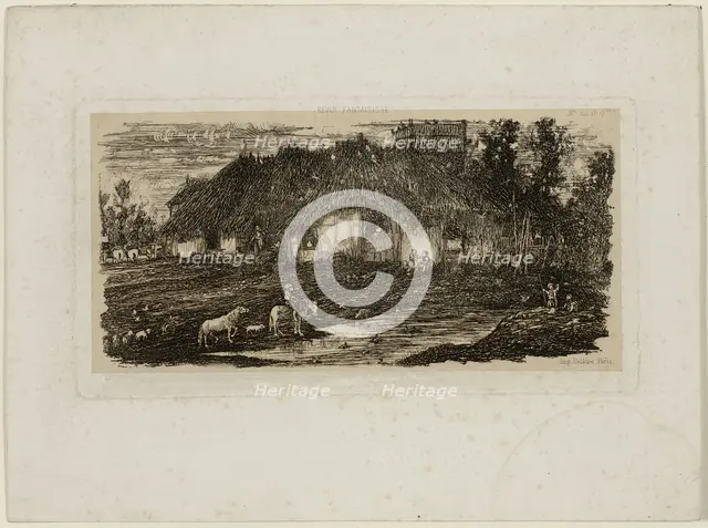 Farmyard, from Revue Fantaisiste, 1861. Creator: Rodolphe Bresdin.