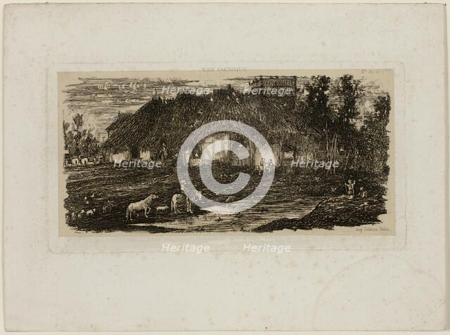 Farmyard, from Revue Fantaisiste, 1861. Creator: Rodolphe Bresdin.