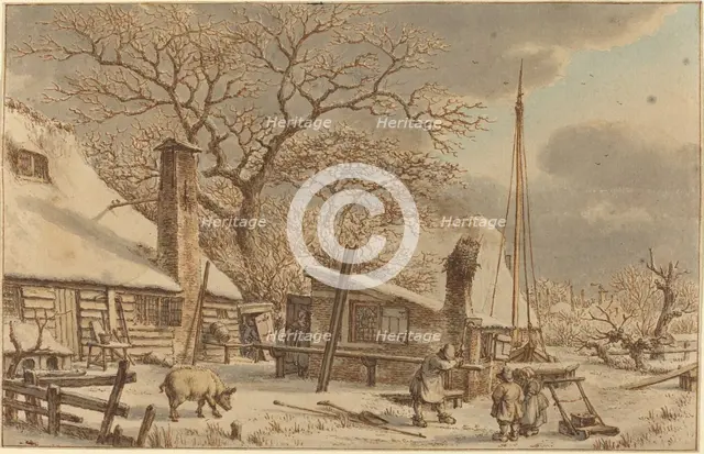 Farmyard in Winter, 1786. Creator: Jacob Cats.