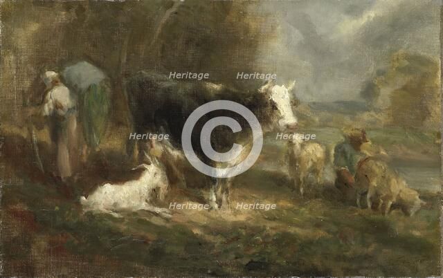 Farmyard with Cattle, 1849. Creator: Eugene Fromentin.
