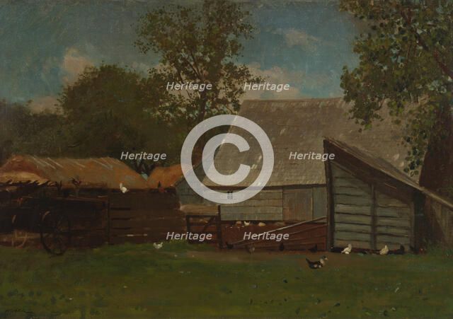 Farmyard with Ducks and Chickens, 1872-73. Creator: Winslow Homer.
