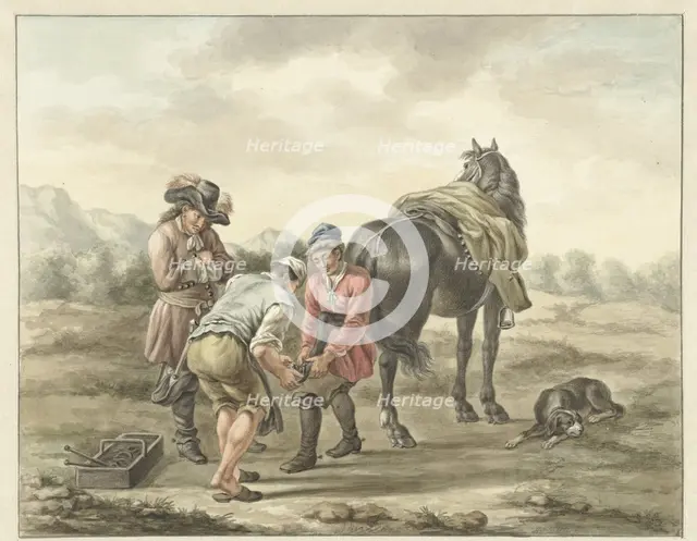 Farrier in landscape, 1741-1820. Creator: Abraham Delfos.