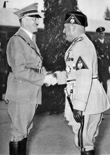 Fascist leaders Adolf Hitler and Benito Mussolini, c1930s-c1940s
