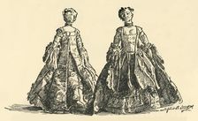 Fashion doll in taffeta Watteau sacque with hooped petticoat c1750-1800, (1937) Creator: Unknown