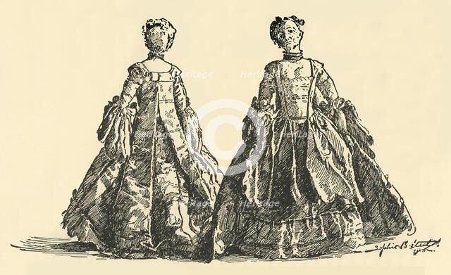 'Fashion doll in taffeta Watteau sacque with hooped petticoat', c1750-1800, (1937) Creator: Unknown.