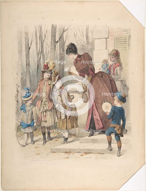 Fashion illustration, no. 2224, July 1885. Creator: Jules David.