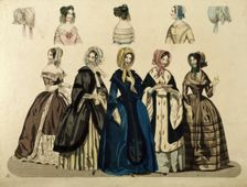 Fashion poster from Stockholm's Modejournal, 1845. Creator: Unknown