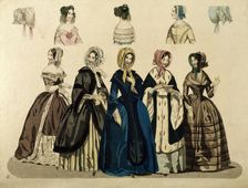 Fashion poster from Stockholm's Modejournal, 1845. Creator: Unknown