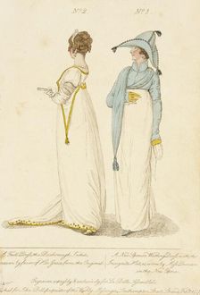 Fashion Plate (the Roxborough Jacket - A New Spencer Walking Dress with the Incognita Hat), 1807. Creator: John Bell