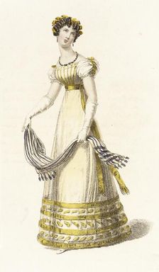 Fashion Plate (Trage de Tarde), 1825. Creator: Rudolph Ackermann