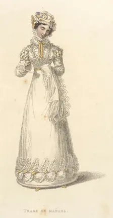 Fashion Plate (Trage De Manana), 1824. Creator: Rudolph Ackermann