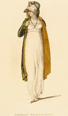 Fashion Plate (Tyrolese Walking Dress), 1809. Creator: Rudolph Ackermann